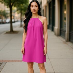 Anthropologie Trina Turk Pink Halter Modern Mini Barbiecore Party Date Dress‎ 8